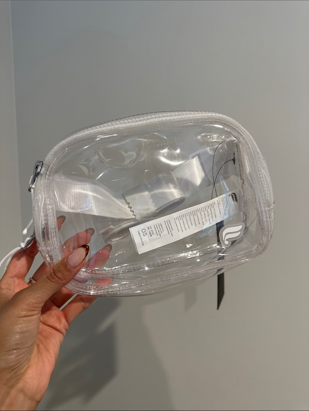 Fabletics Clear Cosmetic Pouch with White Strap